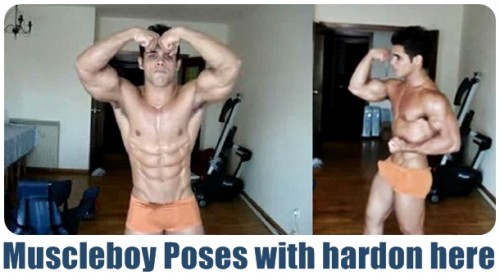 Muscleboy Poses and Flexes with a hardon clip